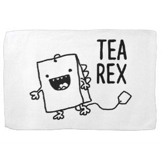 Tea Rex Tea Bag Funny Pun Cartoon Hand Towels Witty Puns, School Drawings, Tea Puns, Drawn Cards, Bujo Spreads, Whiteboard Art, Tea Rex, Panda Tattoo, Cute Puns