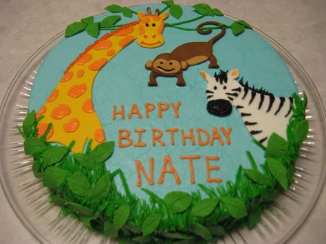 Zoo Birthday Cake, Jungle Birthday Cakes, Zoo Cake, Jungle Theme Cakes, Animal Birthday Cakes, Jungle Cake, Safari Cakes, Zoo Birthday, 3rd Birthday Cakes