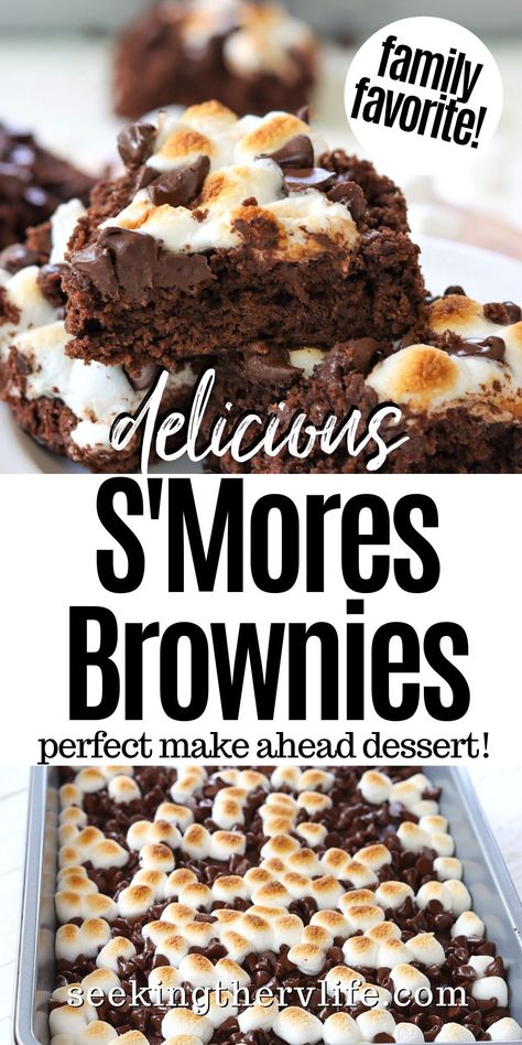 Easy Dessert To Take To Someone, Pioneer Woman Smores Brownies, Bbq Treats Desserts, Cute Bbq Desserts, Fun Brownies Recipe, S’mores Poke Brownies, Best Tasting Desserts, Group Dessert Ideas Simple, Healthy Snacks For A Picky Eater