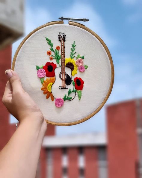 #embroidery #hoopart #satisfaction #music🩷️ Handmade Embroidery Designs, Hand Embroidery Projects, Art Corner, Handmade Embroidery, August 9, Hoop Art, Embroidery And Stitching, Embroidery Projects, Neck Designs