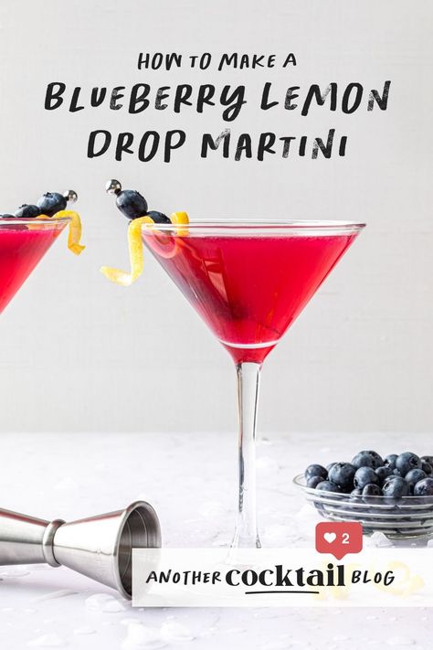 This blueberry lemon drop martini is made with fresh vodka, lemon juice, and blueberry simple syrup – with a little bit of limoncello to enhance the lemon flavor – to create a tart and sweet cocktail that’s super refreshing. Blueberry Syrup Drinks, Lemoncello Blueberry Cocktail, Limoncello Blueberry Cocktails, Blueberry Lemon Martini, Lemon Blueberry Cocktail, Blueberry Lemondrop Cocktail, Blueberry Limoncello Cocktail, Blueberry Simple Syrup Cocktails, Blueberry Lemon Drop Martini