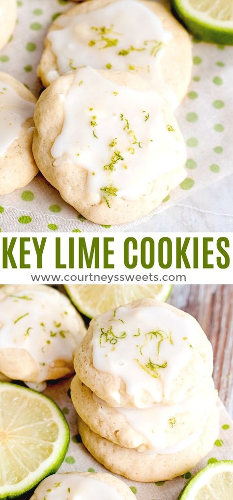 Key Lime Cookies with Powdered Sugar Glaze Key Lime Cookie Recipe, Key Lime Glaze, Key Lime Recipes, Key Lime Cookies, Lime Glaze, Key Lime Desserts, Powdered Sugar Glaze, Dessert Halloween, Halloween Cookie Recipes