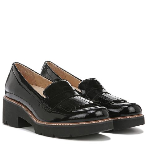 PRICES MAY VARY. Modernized penny loafer for women with tassel accent and ultra-lightweight feel Patent leather upper women's loafers with a closed round toe Shoes for women with stitched welt details and back pull tab for easy on/off Contour+ Comfort technology for a premium fit and all-day comfort experience Flexible and lightweight EVA lug sole bottom fashion penny loafers Penny Loafers For Women, Wedding Sneakers, Fashion Bottoms, Round Toe Shoes, Naturalizer Shoes, Penny Loafer, Heeled Loafers, Penny Loafers, Lug Sole