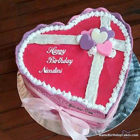 Happy Birthday Nandini - Video And Images Shaped Birthday Cake, Ideas For Birthday Cake, Heart Shaped Birthday Cake, Happy Birthday Jennifer, Heart Birthday Cake, Happy Birthday Sarah, Birthday Card With Name, Happy Birthday Cake Photo, Birthday Cake For Husband