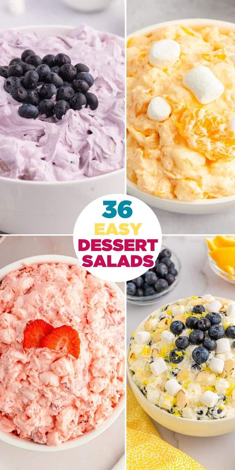 This collection of Easy Dessert Salad Recipes features a wonderful variety of scrumptious, cool and refreshing creations that are perfect for any occasion. From sweet and creamy to zesty and fruity, these recipes are a delightful and lighter twist on traditional desserts. Whipped Fruit Dessert, Easy Dessert Salad Recipes, Million Dollar Salad Dessert, Quick And Easy Picnic Desserts, Midwestern Dessert Salad, Fruit Dessert Salad, Fruit Salad With Cool Whip And Pudding, Midwest Dessert Salads, Refreshing Fruit Salad