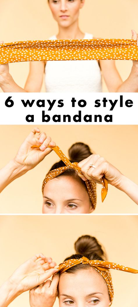 Hair With A Bandana Hairstyles, Ways To Use Bandanas In Hair, How To Bandana Headband, Medium Hair Bandana Styles, Bandana As Headband, Women Wearing Bandana On Head, Cute Ways To Tie Bandana In Hair, Folding Bandana Headband, How To Tie A Bandana Headband