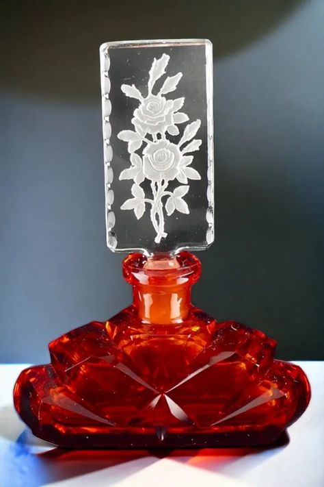 Vintage Czech Perfume Bottle Rare Red Vogel and Zappe Pristine | eBay Egyptian Perfume Bottles, Evening Eye Makeup, Old Perfume Bottles, Pretty Perfume Bottles, Antique Glass Bottles, Perfume Bottle Art, Beautiful Perfume Bottle, Bottle Stand, Eye Makeup Designs