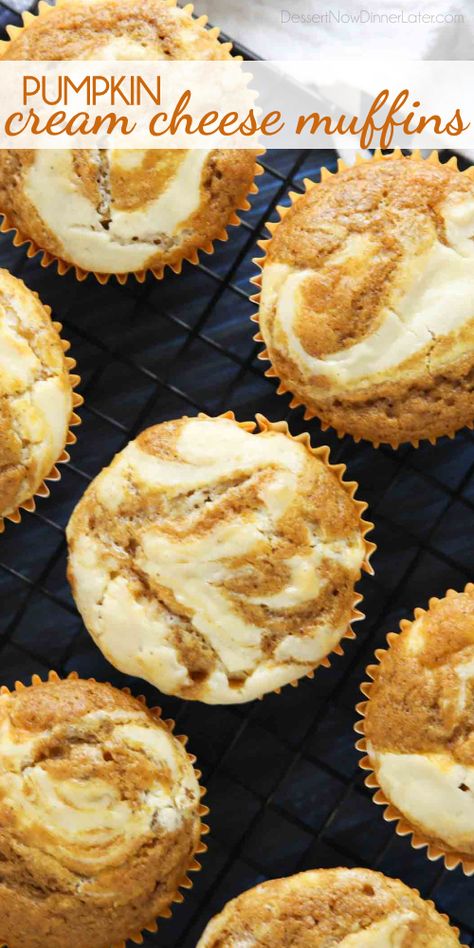 We Pumpkin Muffins, Pumpkin Muffin With Cream Cheese Filling, Pumpkin Cream Cheese Muffins Easy, Pumpkin Roll Muffins, Easy Pumpkin Baked Goods, Fluffy Pumpkin Muffins, Cheesecake Pumpkin Muffins, East Fall Dessert Recipes, Pumpkin Cream Cheese Cupcakes Easy