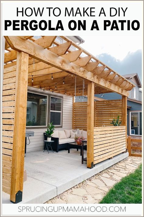 Create a backyard oasis with this beautiful pergola patio. You'll love the natural beauty and charm of this outdoor space, and the perfect spot for relaxing and enjoying the outdoors. Pretty Backyard, Backyard Patio Ideas, Building A Pergola, Perfect Backyard, Privacy Walls, Backyard Pergola, Casa Exterior, Backyard Spaces, Pergola Plans