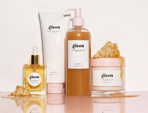 Gisou, Honey-Based Hair-Care Brand, Is Coming to Sephora — Exclusive Details | Allure Gisou Product Photography, Clean Hair Care Products, Hair Product Branding Design, Gisou Hair Products, Hair Product Branding, Self Care Branding, Skin Care Packaging Ideas, Skin Care Product Design, Hair Care Branding