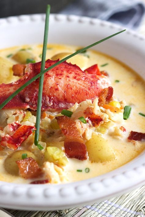 Gourmet Lobster Recipes, Lobster Corn Chowder, Lobster Newburg, Lobster Chowder, Lobster Bake, Lobster Dishes, Recipe Soup, Lobster Recipes, Chowder Recipes