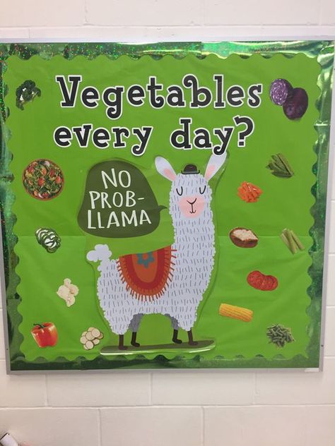 Kitchen Bulletin Boards, Office Bulletin Board Ideas, School Cafeteria Decorations, Cafeteria Bulletin Boards, Nutrition Bulletin Boards, Pe Bulletin Boards, School Lunchroom, Nurse Bulletin Board, School Nurse Office Decorations