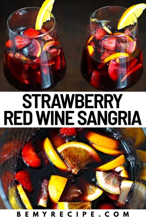 Olive Garden Berry Sangria Recipe, Strawberry Basil Sangria, Red Sangria Recipe, Cherry Sangria, Red Wine Drinks, Citrus Sangria, Summer Sangria Recipes, Red Sangria Recipes, Strawberry Sangria