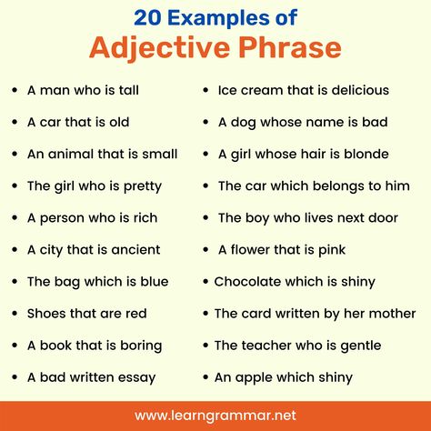 Adjective Phrase, Examples Of Adjectives, Pink Chocolate, English Vocabulary Words Learning, English Vocabulary Words, English Grammar, Vocabulary Words, English Vocabulary, The Girl Who