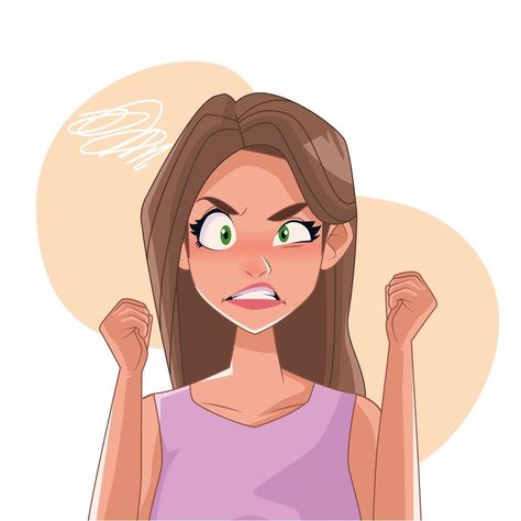 Angry Woman Drawing, What Causes Headaches, Drawing Poses Female, Lady Drawing, Angry Woman, Angry Cartoon, Poses Female, Angry People, Woman Vector