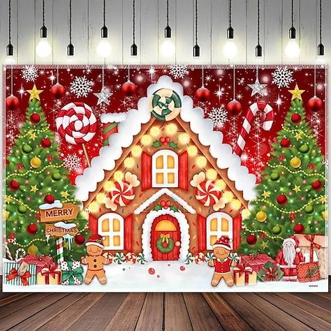 Christmas Candy House, Snowflake Party, Lollipop Party, Cake Table Birthday, An Nou Fericit, Large Tapestry, Party Fotos, Candy House, Festival Theme