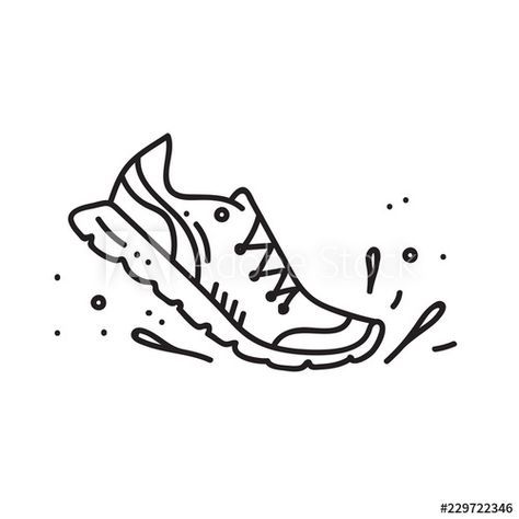 Running Shoe Illustration, Running Shoe Tattoo, Running Doodles, Running Shoes Sketch, Running Shoes Illustration, Running Shoes Tattoo, Runner Tattoo, Block Stamping, Running Drawing