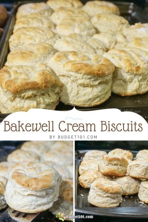 mile high bakewell cream biscuits pin Chocolate Chip Biscuits, Best Biscuit Recipe, Frozen Biscuits, Southern Biscuits, Cheddar Bay Biscuits, Cream Biscuits, Cheese Biscuits, Biscuits Easy, Homemade Biscuits