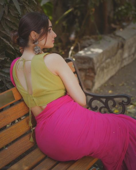 Wearing @eternitybysakshi 💕 Styled by my favourite @sravyalavidi 📷- @cs.photography17 | Instagram Ayesha Khan, Wedding Saree Indian, Curvy Girl Fashion, Beautiful Smile Women, Bollywood Stars, Half Saree, Indian Beauty Saree, Actress Photos, Bollywood Fashion