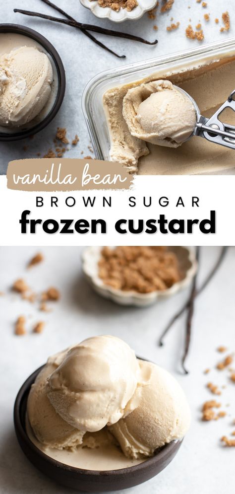 Vanilla Bean Brown Sugar Frozen Custard - Pretty. Simple. Sweet. Frozen Custard Recipes, Vanilla Bean Recipes, Sour Cherry Pie, Custard Ice Cream, Make Brown Sugar, Vanilla Bean Paste, Sour Fruit, Peanut Butter Ice Cream, Frozen Custard