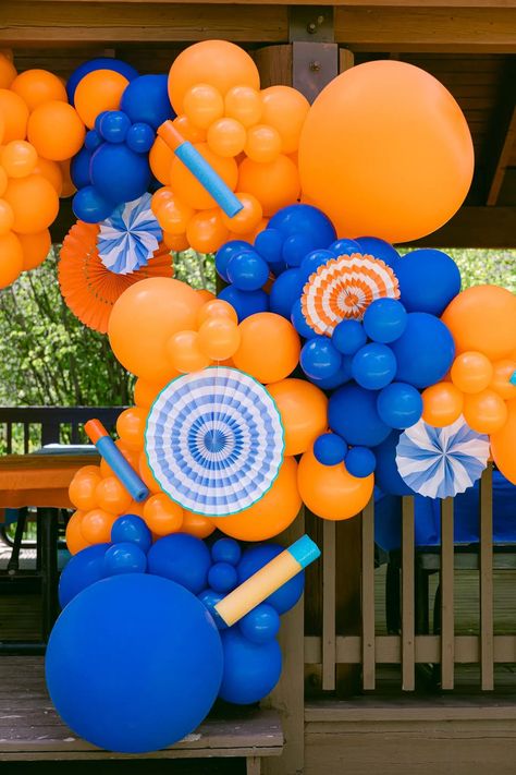 8 Year Boy Birthday Party Themes, Boys 8th Birthday Party Ideas, Boys 6th Birthday Party Ideas, 6 Year Birthday Party Ideas Boy, Nerf Themed Birthday Party, Nerf Party Ideas, Nerf Birthday Party Ideas, Kids Birthday Ideas, Boys 8th Birthday