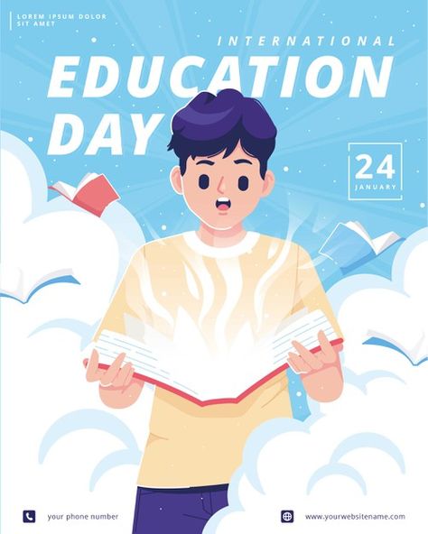 Student Vector Illustration, Poster Design Cartoon, Vector Art Poster, Vector Poster Illustration, Student Day Poster Design, Poster Vector Design, Education Poster Design Ideas Student, Education For All Poster, Poster Education Design