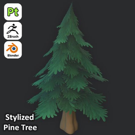 Stylized Pine Tree For Games 3D Art / Tutorial,  on ArtStation at https://www.artstation.com/artwork/el892w Stylized Tree 3d, Pine Tree Reference, Map Assets, Christmas Tree Game, Stylized Trees, Stylized Tree, Stylized 3d, Stylized Leaf, Cat Fishing