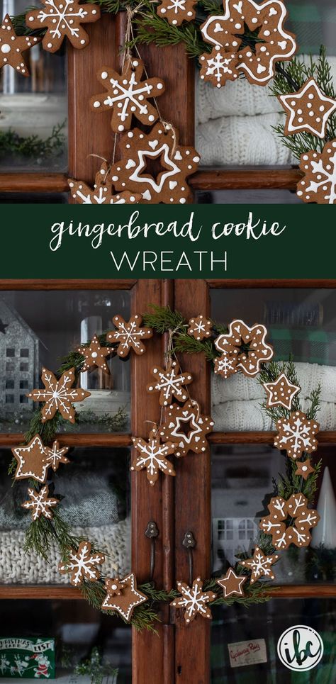 Diy Gingerbread Cookies, Cookie Wreath, Cookie Decorating Ideas, Oven Diy, Diy Gingerbread, Gingerbread Wreath, Recipe Cookies, Wreath Cookies, Gingerbread Diy