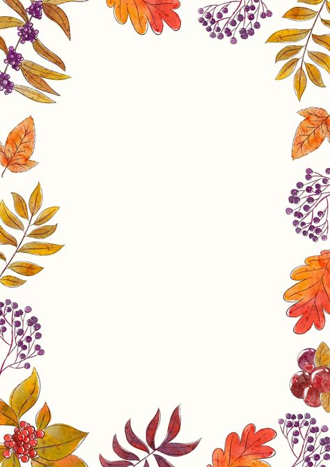 Colorful Autumn Leaves Page Border Clip Art Borders Backgrounds Free Frames, Fall Leaves Border Design, Autumn Border Designs, Fall Border Design, Autumn Header, Fall Leaves Template, Autumn Border, White Board Drawings, Fall Borders