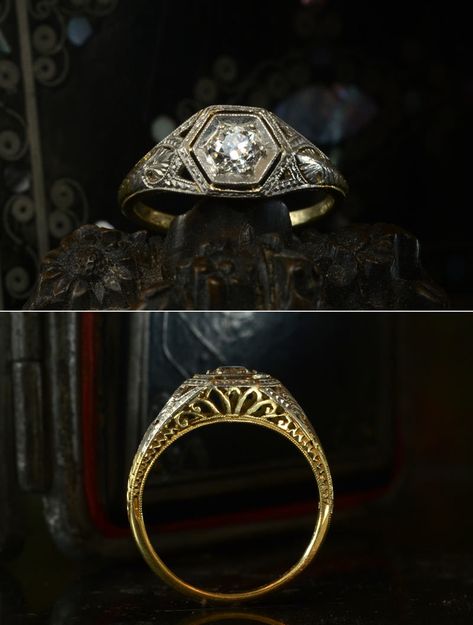 Erie Basin Blog — 1922 Art Deco ~0.25ct European Cut Diamond Ring,... Unusual Wedding Rings, European Cut Diamond Ring, Art Deco Engagement, Dream Engagement Rings, Deco Engagement Ring, Wedding Rings Vintage, Love Vintage, Art Deco Engagement Ring, European Cut Diamonds