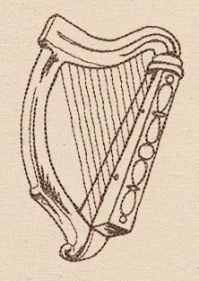 Harp Traditional Tattoo, Ireland Harp Tattoo, Irish Harp Tattoos For Women, Irish Harp Drawing, Guinness Harp Tattoo, Harp Tattoo Design, Celtic Harp Tattoo, Harp Symbol, Ireland Embroidery