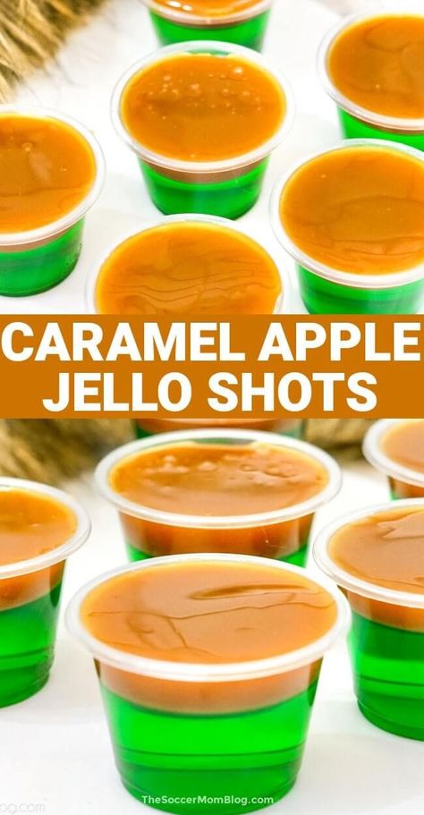 Apple Pie Jello Shots Recipes, Kid Jello Shots, Caramel Apple Jell-o Shots, Carmel Apple Jello Shots Alcohol, Carmel Apple Jell-o Shots, Fall Jello Shots, Thanksgiving Jello Shots, Apple Cider Jello Shots, Apple Pie Jello Shots