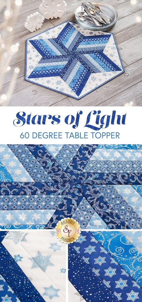 Enjoy the beautiful colors in this lovely star-shaped table-topper featuring the Stars of Light fabric collection from Robert Kaufman Fabrics! This table topper will add the perfect touch to your holiday decor! Please note the Creative Grids Non-Slip 60 Degree Diamond Ruler is REQUIRED for completing the project and available in the add-ons below. Table Topper measures approximately 23½" x 23½". 60 Degrees, Laser Cut Kit, Iron Red, Shabby Fabrics, Robert Kaufman Fabrics, Colorful Quilts, Diy Craft Kits, Quilt Kits, Table Toppers