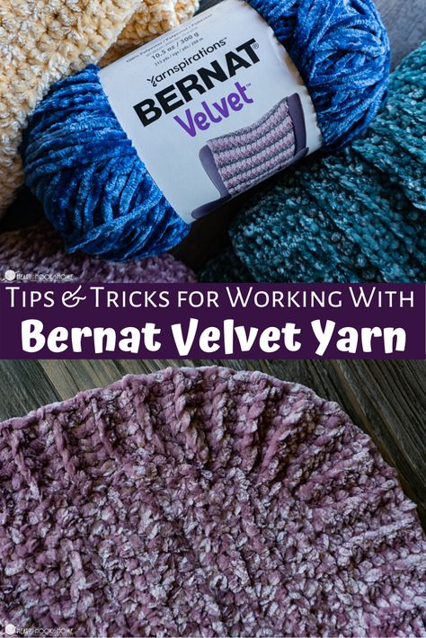 I think it's safe to say that I have fallen in love with Bernat Velvet yarn. Here is my list of top tips for working with velvet yarn! Bernat Velvet Blanket Patterns, Crochet Stitches For Velvet Yarn, What To Crochet With Velvet Yarn, Crochet Patterns With Velvet Yarn, Velvet Yarn Crochet Patterns Blanket, Bernat Baby Velvet Crochet Patterns, Bernat Velvet Yarn Crochet Patterns Free, Bernat Velvet Blanket, Bernat Velvet Yarn Patterns