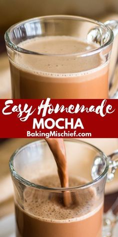 How to make an easy and delicious homemade mocha, no espresso machine or hot chocolate mix needed. | #coffee | #breakfast | #mocha | Espresso Machine Recipes, Mocha Coffee Recipe, Coffee Recipes Hot, Homemade Mocha, Homemade Coffee Drinks, Hot Coffee Drinks, Mocha Recipe, Easy Coffee Recipes, Hot Chocolate Coffee