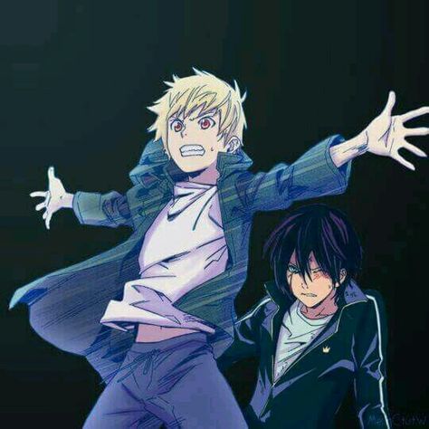 Friend protecting friend. (rival or enemy?) Yato X Yukine, Noragami Bishamon, Yukine Noragami, Yato And Hiyori, Poses Manga, Yato Noragami, Noragami Anime, Kamigami No Asobi, Roy Mustang