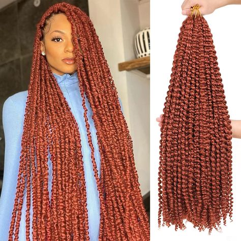 Ginger Passion Twist, Afro Hair Twists, Hair For Butterfly Locs, Latest Hair Braids, Water Wave Crochet, Passion Twist Hair, Hair Ginger, Spring Twist Hair, Passion Twists