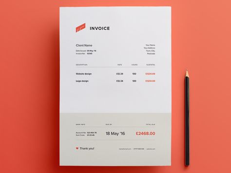 Getting back into the freelance game, thought I'd give my invoices a bit of a seeing to.  Then thought anyone who prefers invoicing manually as I do might like to have the source file (.ai) which i... Indesign Templates Free, Invoice Layout, Letter Heads, Design Invoice, Freelance Invoice Template, Photography Invoice, Freelance Invoice, Indesign Free, Invoice Design Template