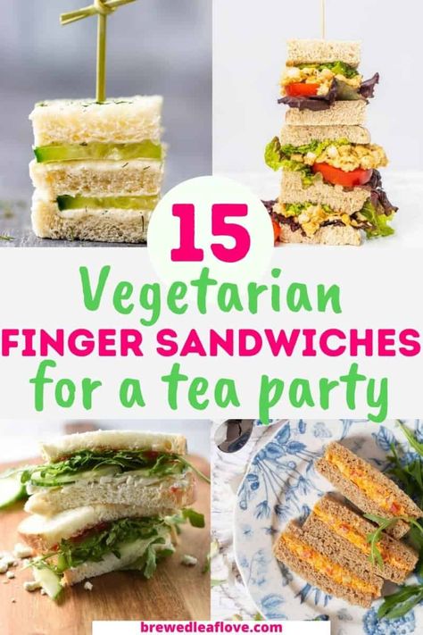 Hosting baby shower, tea party, or other get together, but want to ditch the meat? No worries! Here are 15 vegetarian finger sandwich recipes to keep your guests happy. Vegetarian Tea Sandwiches, Finger Sandwich Recipes, Vegetarian Finger Food, High Tea Sandwiches, Vegetarian Sandwiches, Finger Sandwich, Vegetarian Party, Sandwich Recipes Indian, Vegetarian Sandwich Recipes