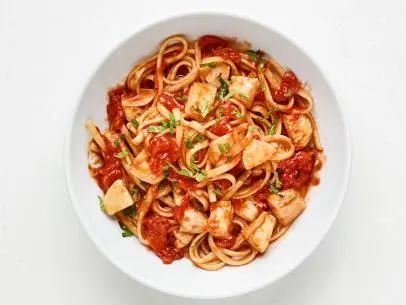 Scallop Fra Diavolo with Linguine Recipe | Food Network Kitchen | Food Network Scallop Fra Diavolo, Fra Diavolo, Linguine Recipes, Spicy Tomato Sauce, Kitchen Food, Just Cooking, Linguine, Seafood Dishes, How To Dry Oregano