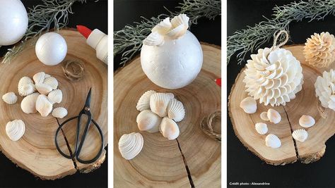 Que faire avec des coquillages : 10 idées déco [DIY] | Maison Créative Art Coquillage, Seashell Wall Art, Art Pierre, Shell Decorations, Shell Crafts Diy, Sea Shell Decor, Creation Deco, Diy Simple, Seashell Art