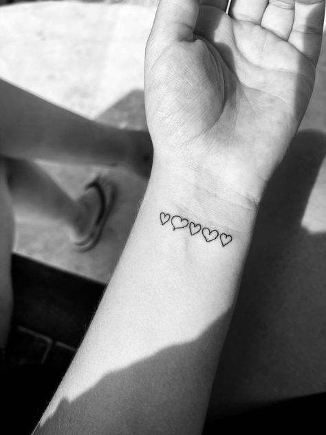 Heart Drawn Tattoo, Tattoo Of Hearts Drawn By Family, Tattoo Ideas Drawn By Family, Heart Tattoos For Family, Family Hearts Tattoo On Ribs, Family Draws My Tattoo, Meaningful Tattoos About Family, Meaningful Heart Tattoos, Family Love Heart Tattoo