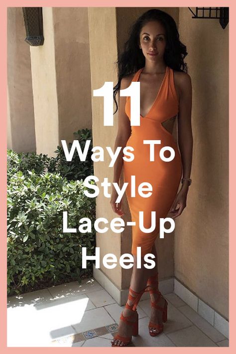 11 Ways To Style Lace-Up Heels - http://www.publicdesire.com/blog/lace-up-heels-outfits-bloggers/?utm_source=Pinterest&utm_medium=Social&utm_campaign=Campaign_Blog Black Lace Up Heels Outfit Dresses, Tie Up Heels Outfit Dress, Lace Up Heels Outfit Dress, Strappy Heels Outfit Dress, Lace Up Heels Outfit, Strappy Heels Outfit, Block Heels Outfit, Heels Outfits Dress, High Heels Outfit