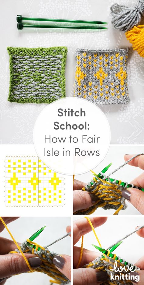 Fair Isle Knitting Patterns Free, Knit Fair Isle, Knitting 101, Intarsia Knitting, Bamboo Knitting Needles, Fair Isle Knitting Patterns, Fair Isles, Knit Basket, Vogue Knitting