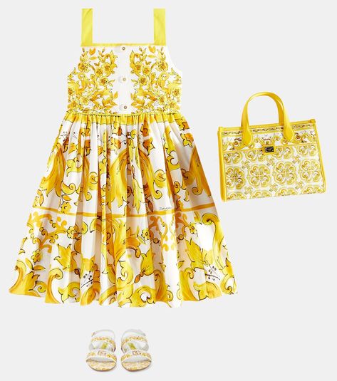 Printed leather sandals in yellow - Dolce Gabbana Kids | Mytheresa Cotton Poplin Dress, Dolce And Gabbana Kids, Fitness Gear, Girls Shoes Kids, Poplin Dress, Baby Boy Shoes, Girls Sandals, Kids Sale, Kids Prints