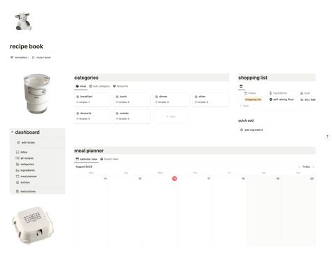 Notion Recipe Book, Notion Diary Template Ideas, Notion Recipes Template, Recipe Organization Ideas, Notion Food, Recipe Tracker, Diary Icon, Academic Inspiration, Notion Meal Planner
