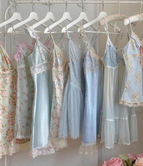 Kleidung Diy, Cute Pajamas, Princess Aesthetic, Clothes Rack, Vintage Lingerie, Mode Vintage, Dream Clothes, Blue Aesthetic, The Clothes