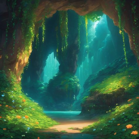 Beautiful Cave, Fantasy Environment, Magical Sky, Scenery Background, Biome, Fantasy Setting, Fantasy Places, City Landscape, Fantasy Art Landscapes