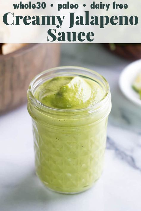 Dairy Free Cheese Sauce, Jalapeno Dipping Sauce, Creamy Jalapeno Dip, Creamy Jalapeno Sauce, My Dairy, Green Breakfast, Quick Easy Healthy Meals, Creamy Jalapeno, Jalapeno Sauce