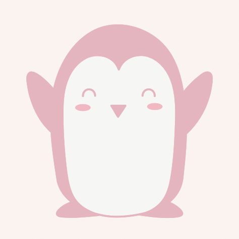 Pink Penguin Icon, April Magick, Aesthetic Cherries, Penguin Icon, Pink Penguin, Penguin Logo, Phone Layouts, Pink Stuff, Pink Phone